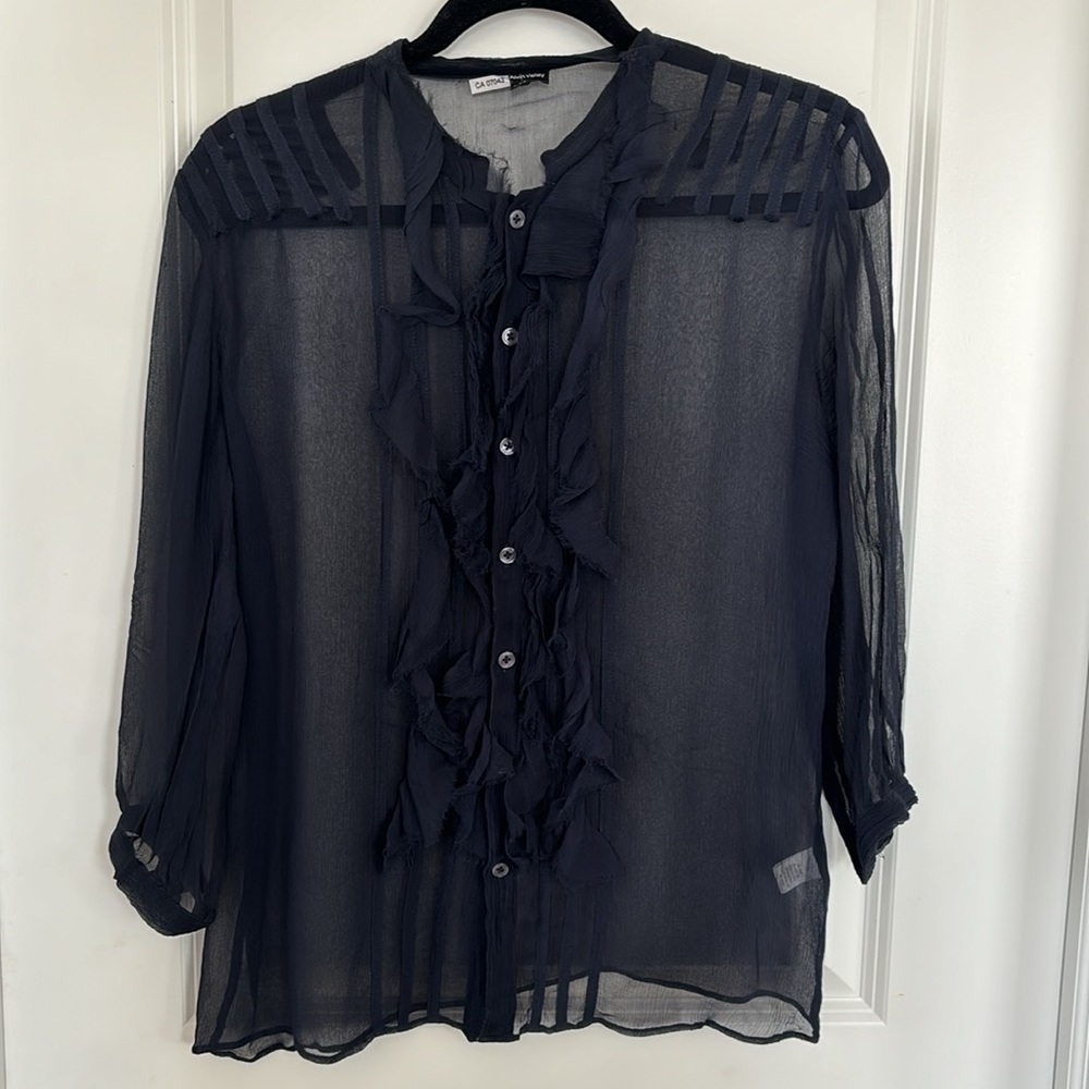 Alvin Valley Navy Silk Blouse